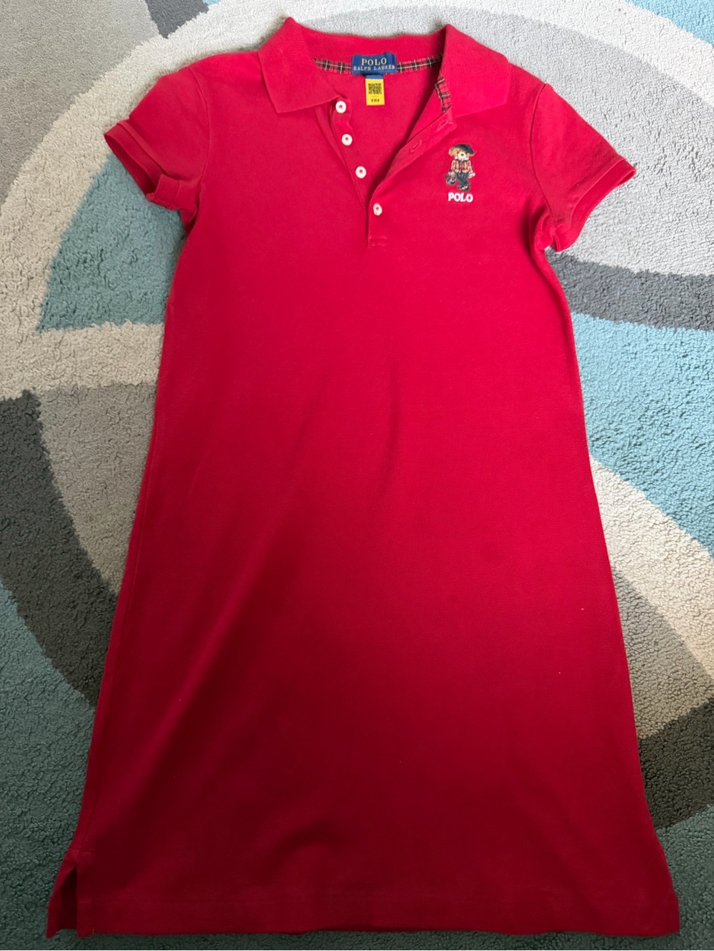 Polo by Ralph Lauren Red Girls' Polo Shirt Dress with Embroidered Bear